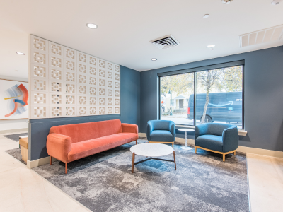 lobby space in apartment building